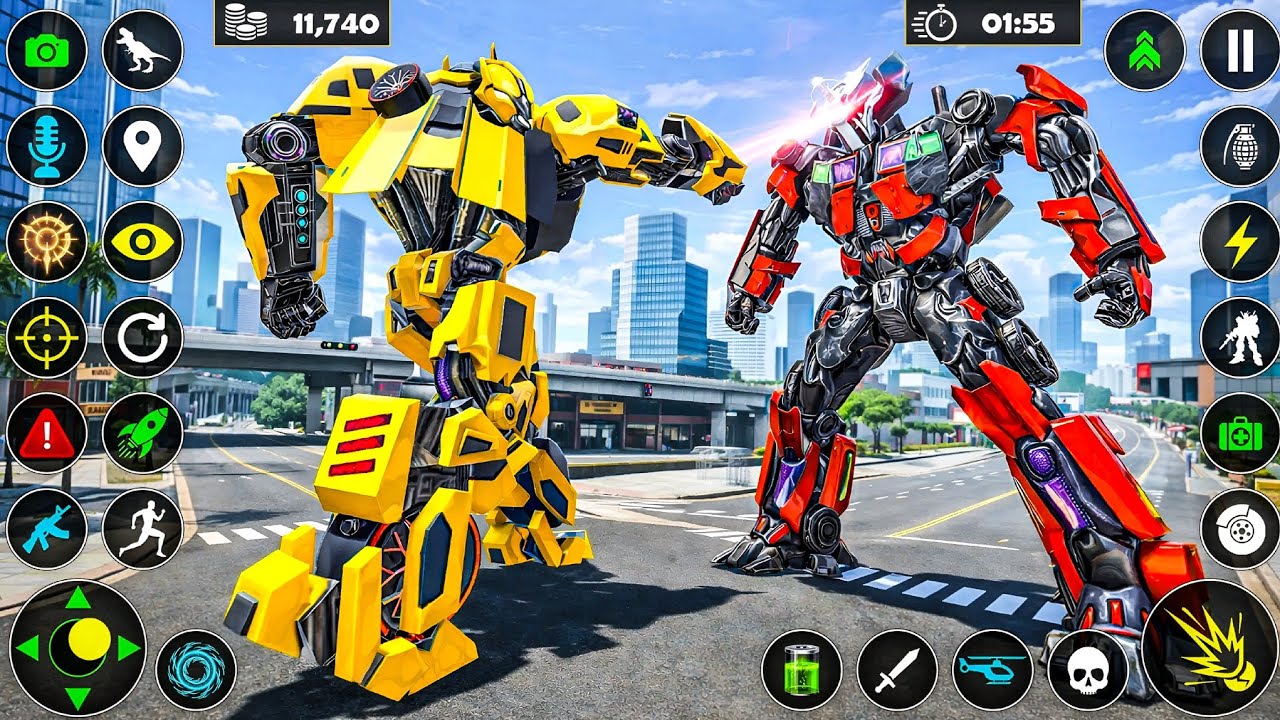 Flying Jet Car Transformation Robot Game Super Battle At City of Super Robots - Android Gameplay