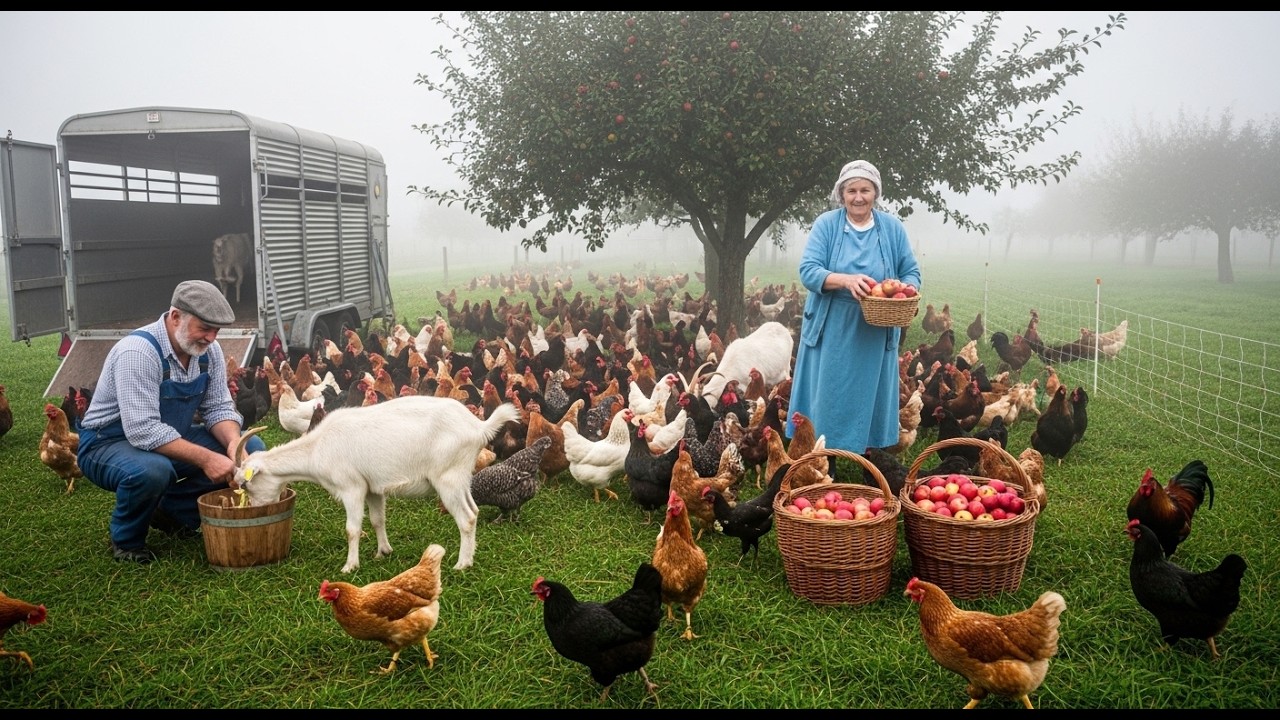 Harvesting and milking in a day for a peaceful countryside farm life close to nature
