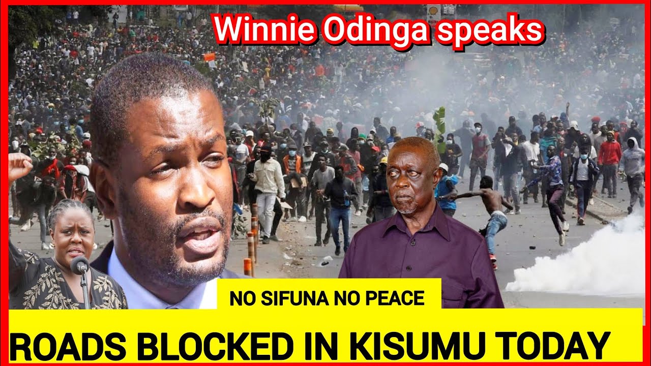 Total shutdown Kisumu! ODM supporters blocks roads chanting No sifuna no ODM, Winnie Odinga speaks