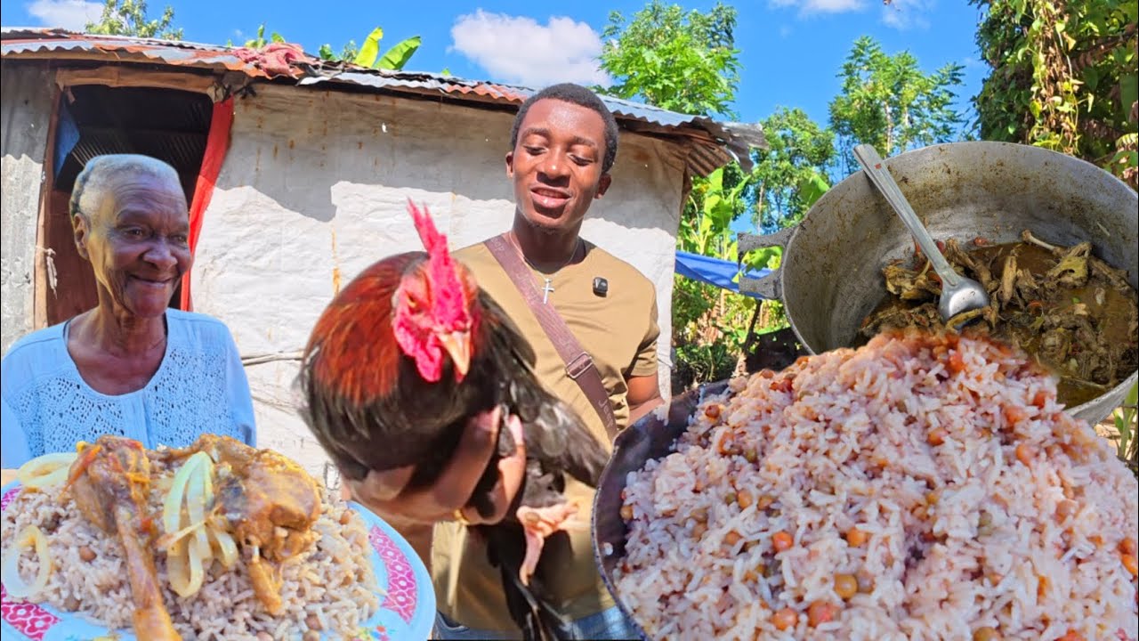 Nou prepare yon bon poul peyi diri peyi pwa kongo pou menaj la | #manjelakay