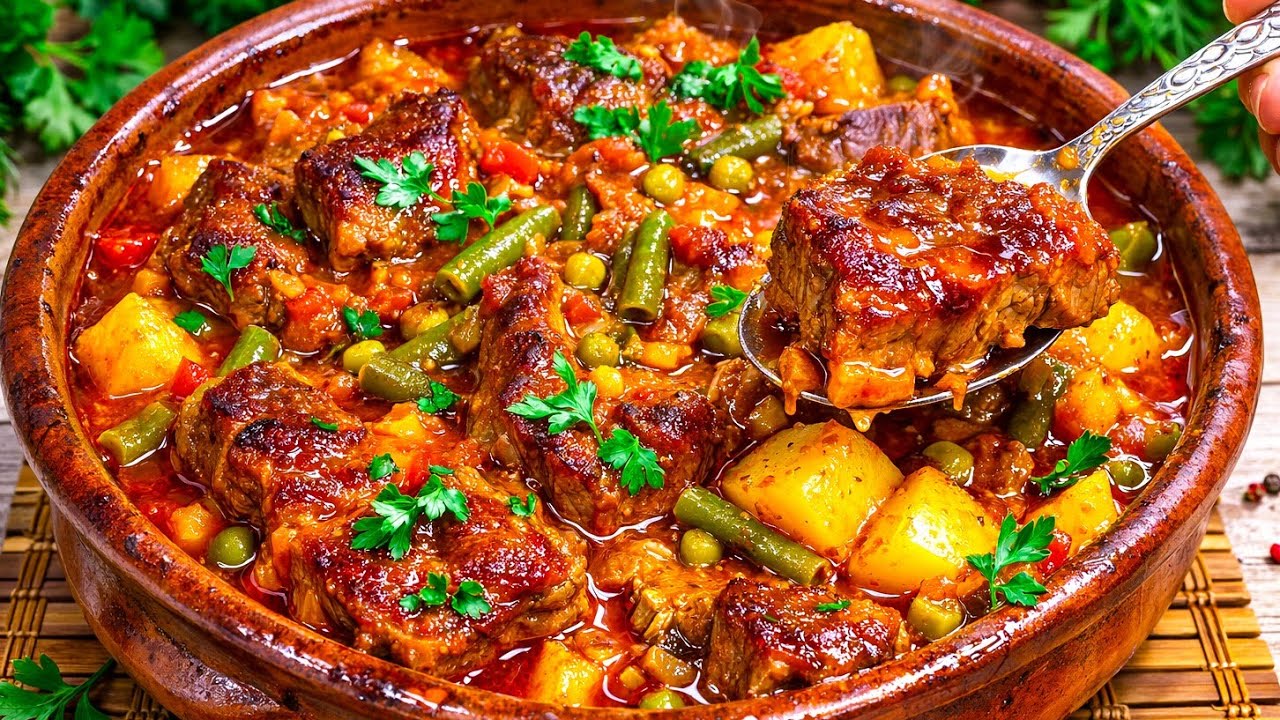 لحمة العزومات🌙بالتحبيشة السرية❗لحمه داايبه هاتكلي صوابعك وراها 😋في العزومات تشرف طاجن تورلي باللحمة