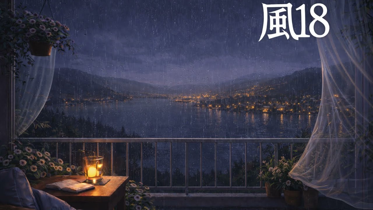 風18｜雨の湖畔に吹く静かな夜風 – Rainy Lakeside Night Breeze | Relaxing Instrumental