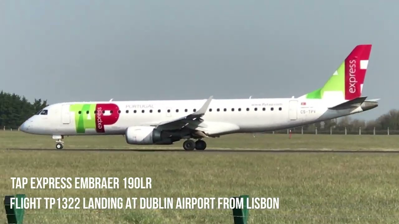 TAP Express Embraer 190LR landing at Dublin Airport IRELAND