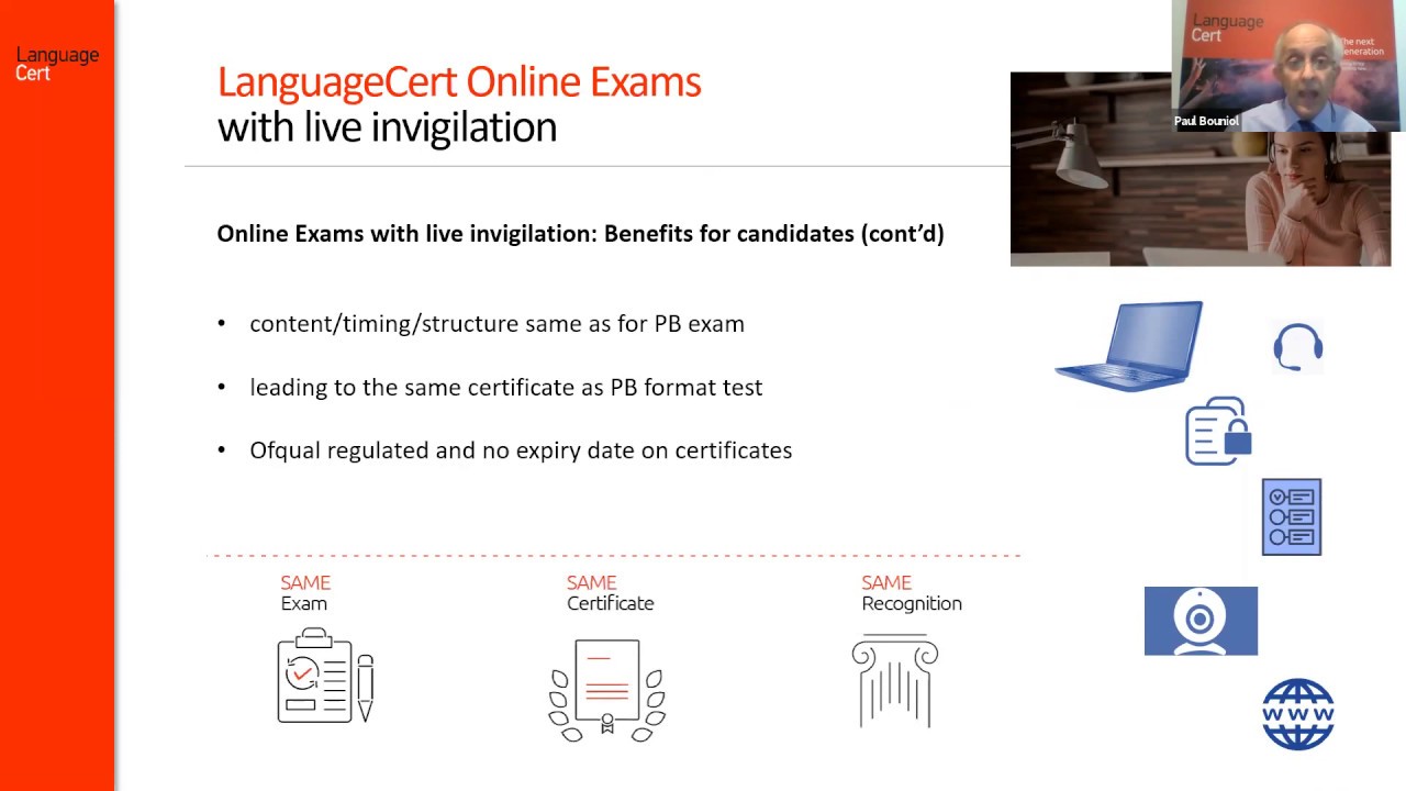 LanguageCert Online exams with live invigilation academic clarifications