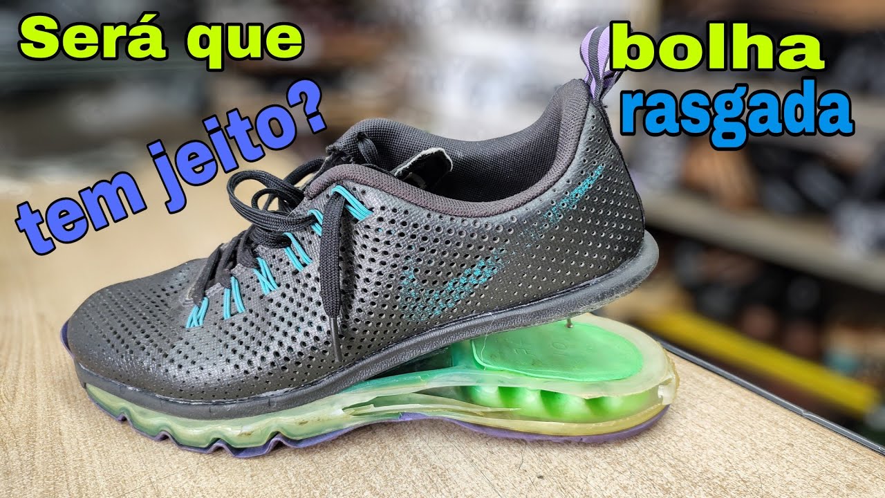 Como reformar Nike com a bolha furada, ou rasgada.