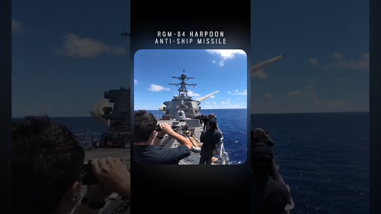 Эсминец ВМС США запускает мощную противокорабельную ракету Harpoon в море #военные #флот