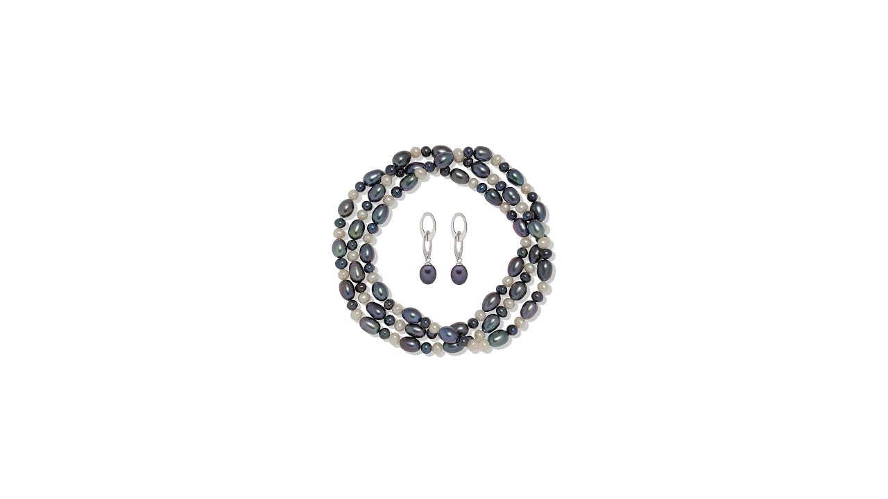 Set Valero Pearls Contrast Rafinat (cercei, colier) @SimplyChic.ro