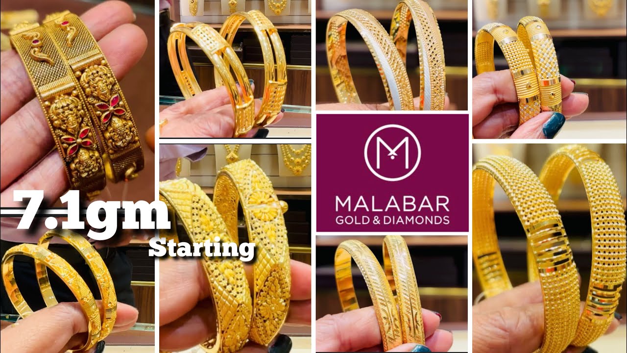 #2025 Malabar Gold Bangles Designs @7.1Gm🔥started | Lightweight 22kt Gold Bangles Designs With Price