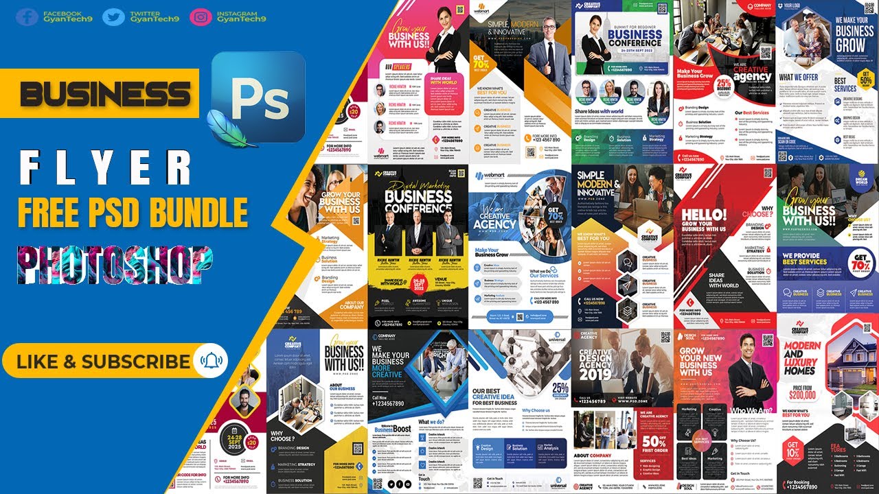 Digital Business Marketing Agency Flyer PSD Free 🔥 | Business Flyer Free PSD Bundle