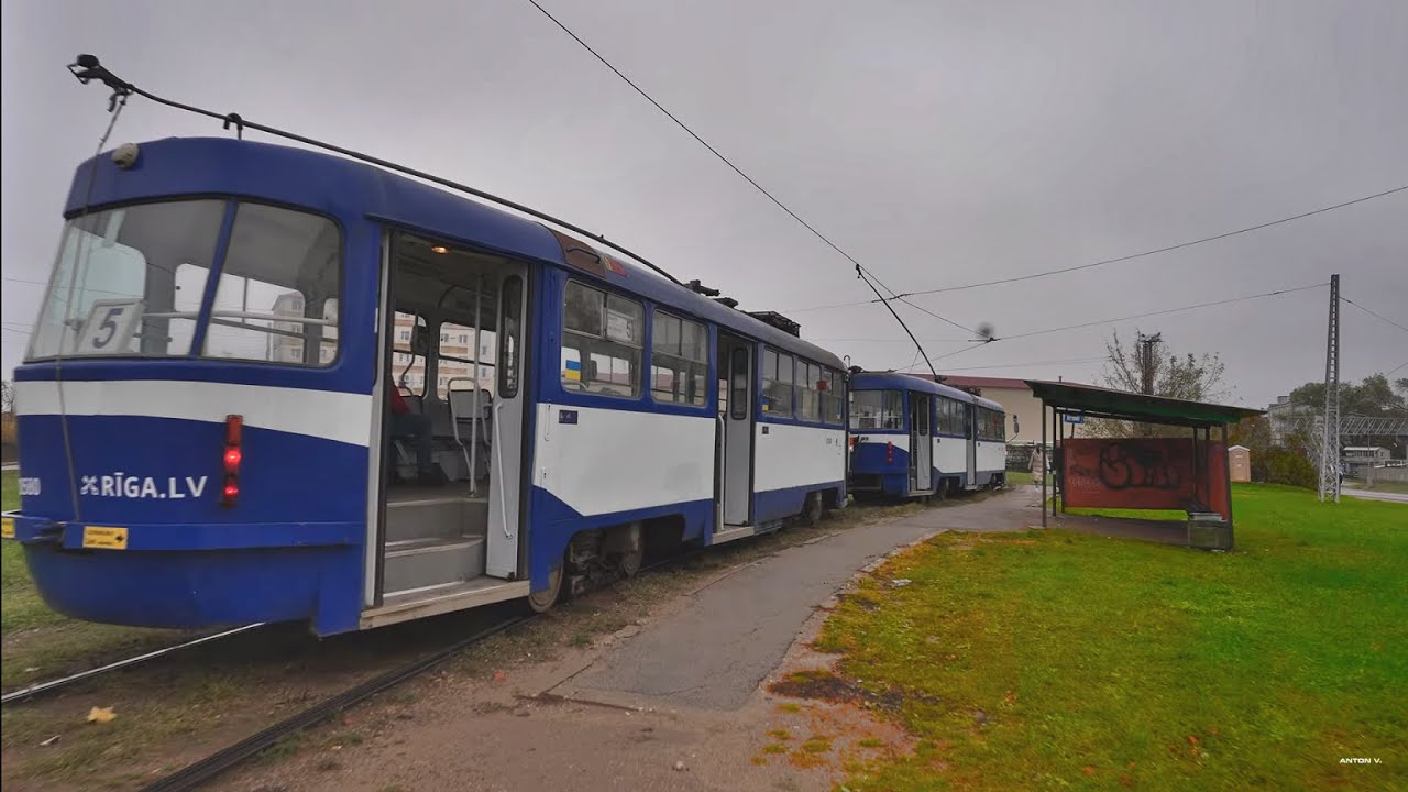 Latvia, Riga, tram 5 ride from Milgrāvis to Imanta