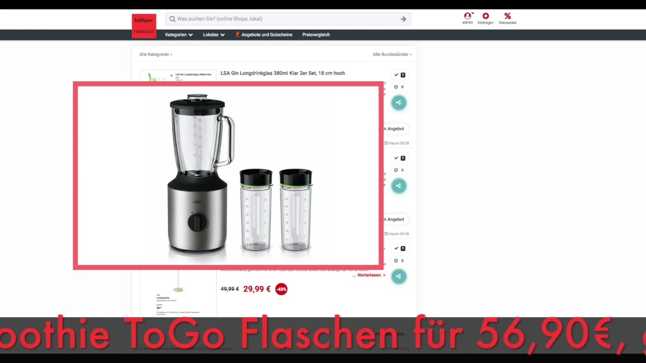 Schn&auml;ppchen des Tages 18.07.23 - Braun PowerBlend 3 JB 3272 Mixer inkl. 2 Smoothie ToGo Flaschen