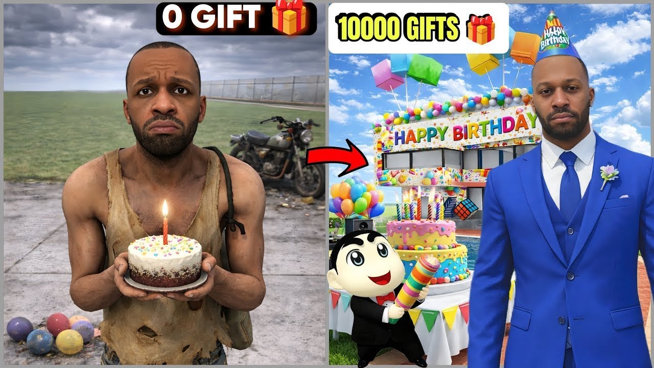 POOR VS RICH FRANKLIN BIRTHDAY CELEBRATION ~ INDIAN BIKE DRIVING 3D GAME || GTA V 