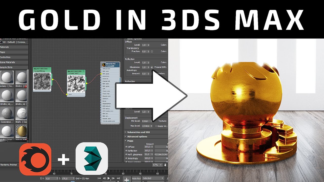 Создание золотого материала в 3ds Max — простой метод.
