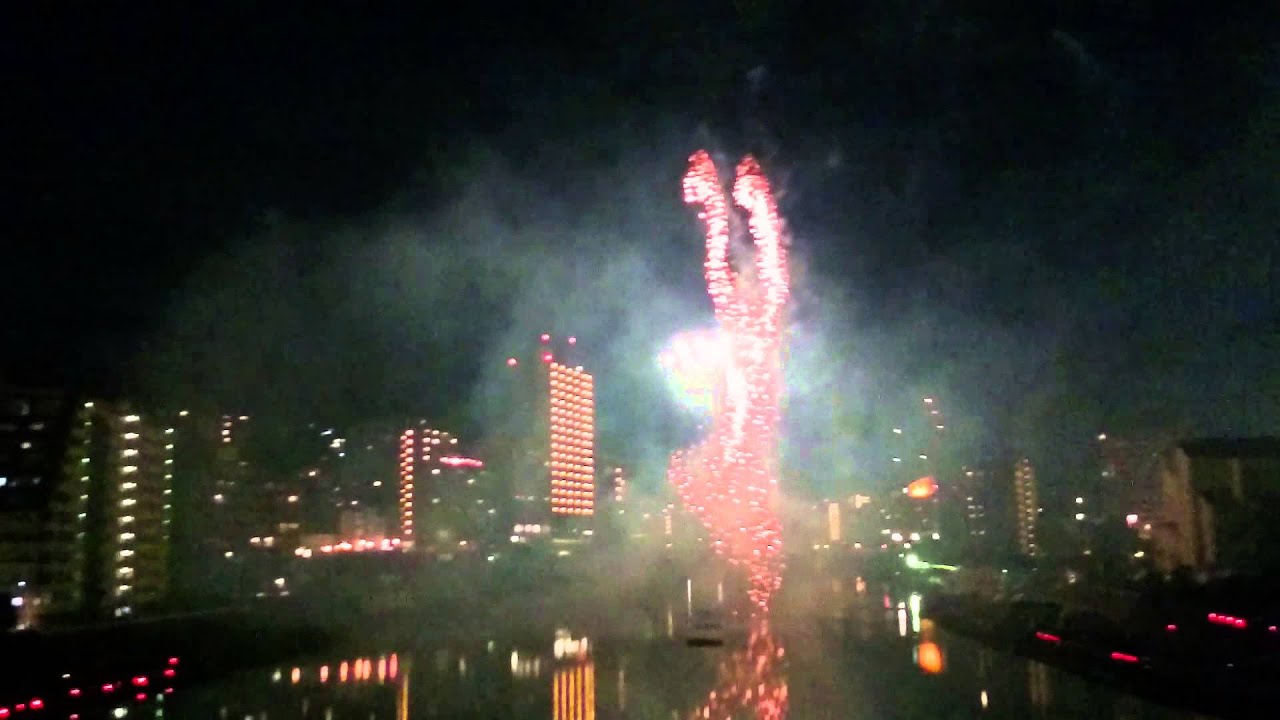 1:35~3:50 Firework Japan Takarazuka music Hankyu 7001 7101 train HK56 railway rare summer tour spot3