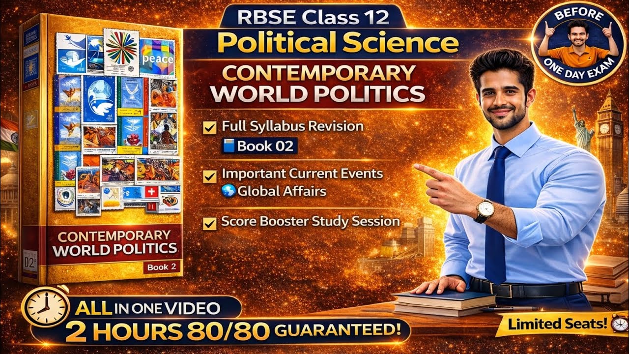 RBSE Class 12 Political Science Paper 23 Feb 2026 😱 | Book 2 Full Revision 🔥 | 15 Min One Shot | 80m