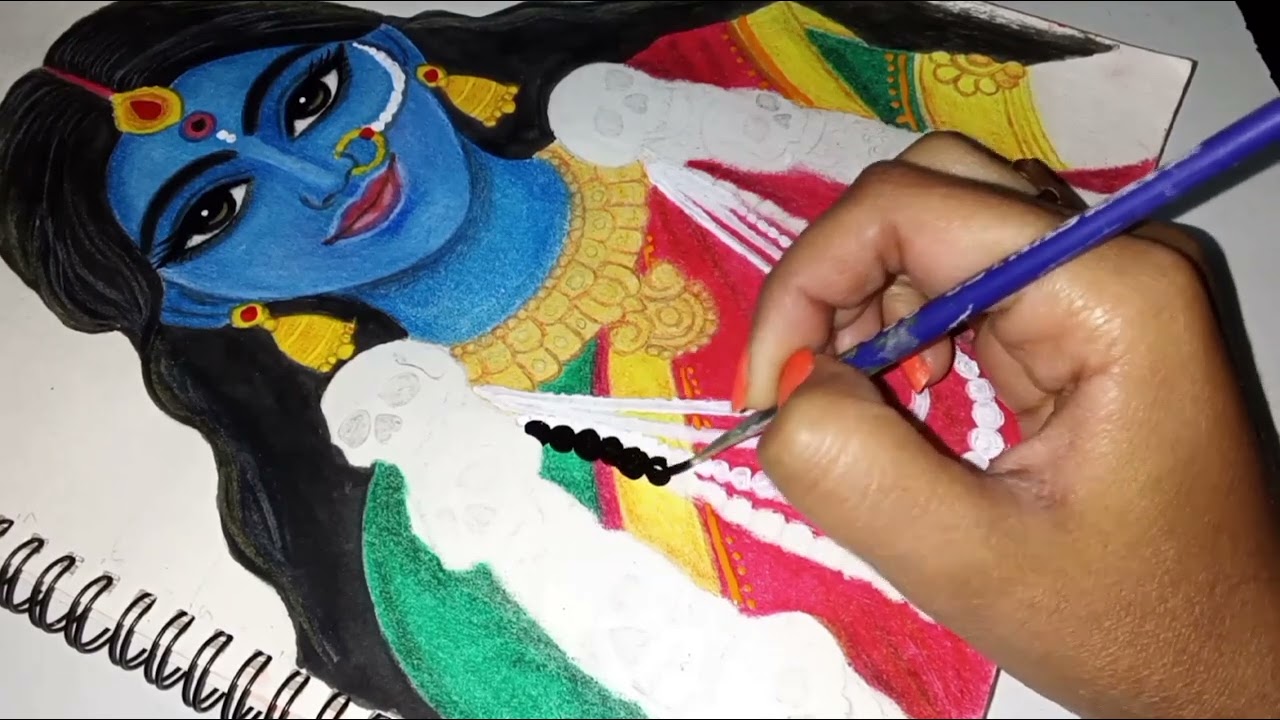 Kali Mata Colour Drawing | Powerful Goddess Art | Step-by-Step Realistic Colour Tutorial