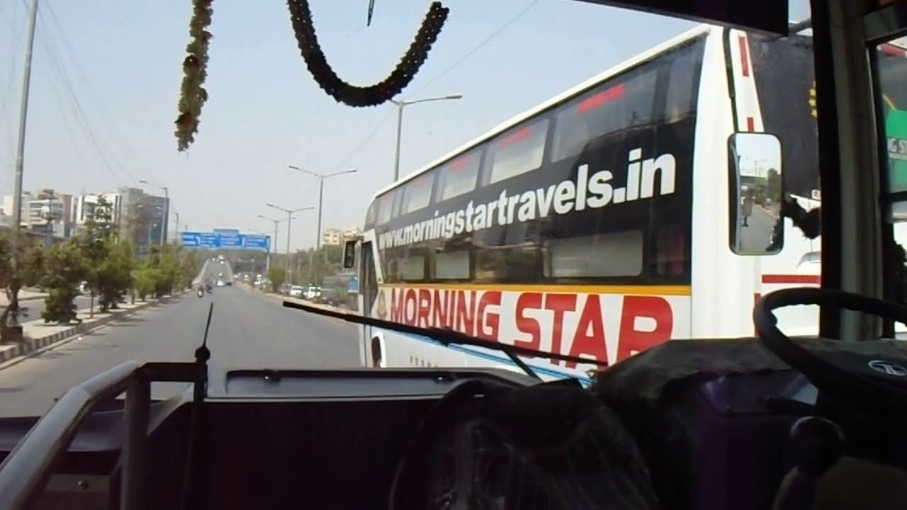 BMTC BUS OVERTAKES MORNING STAR TRAVELS ON OUTER RING ROAD IN BANGALORE