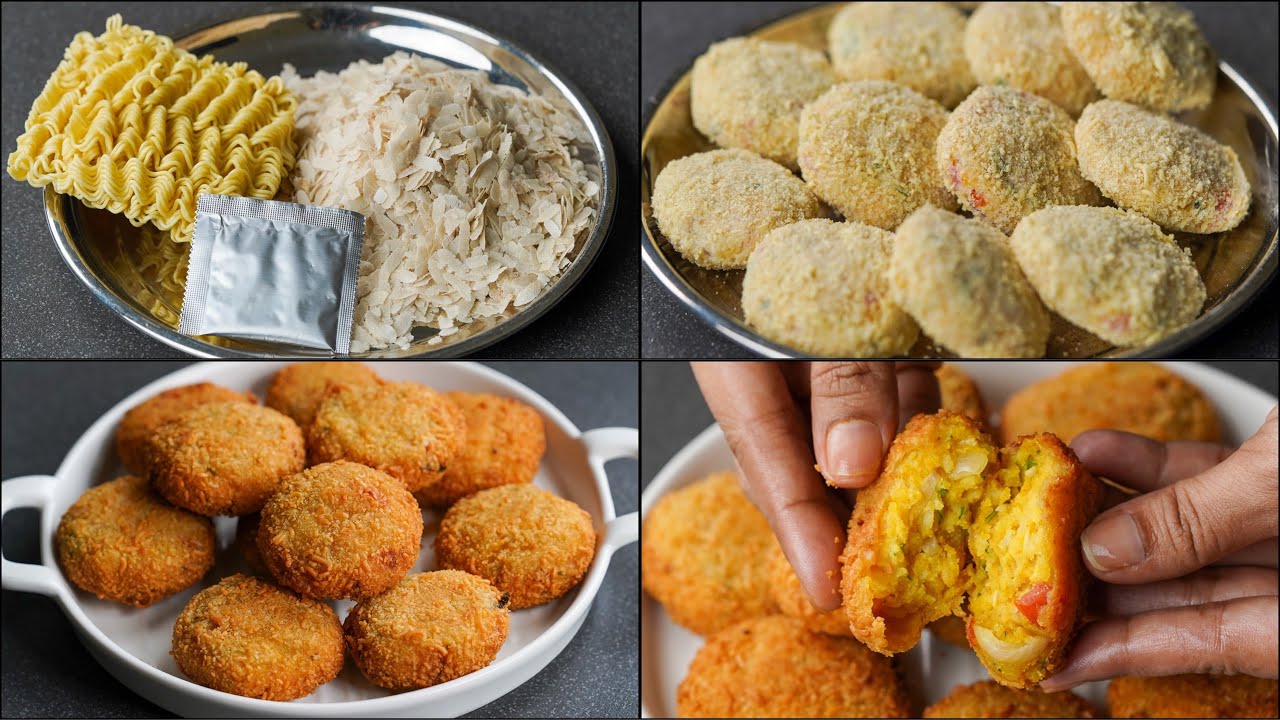 Poha Noodles Cutlet Recipe | Flatten Rice Noodles Snacks Recipe | Poha Snacks Recipe | N'Oven