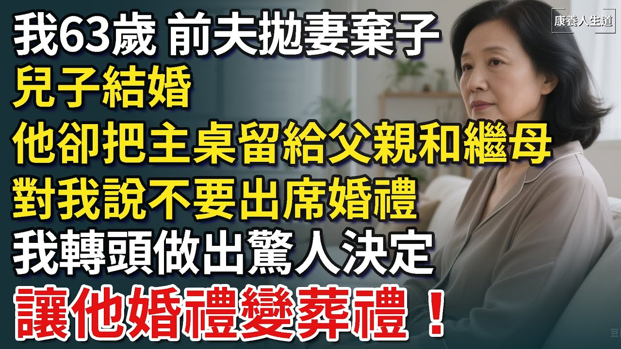 我63歲，30年獨自養大兒子，他婚禮主桌竟留給父親和繼母！不准我出席婚禮，我轉頭做出驚人決定，讓他婚禮變成終生難忘的笑話！【康養人生道】 #康養人生道 #上了年紀該明白的事 #養老 #聰明老人