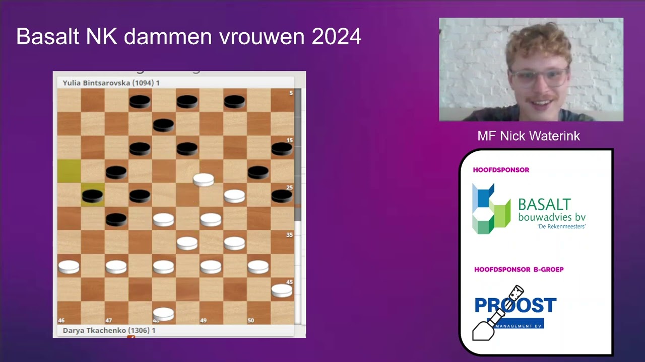 Uitzending Dag 6 NK Dammen Vrouwen 2024 - Nick Waterink (ronde 7)