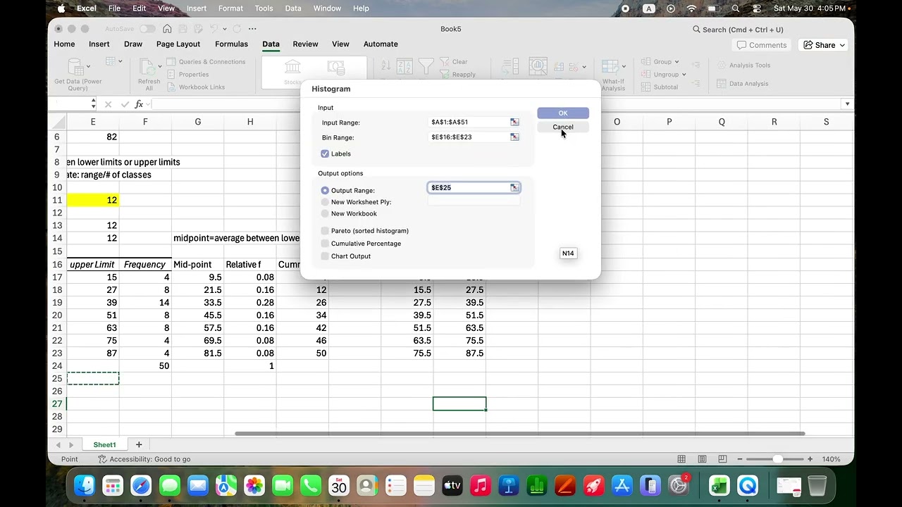 [MAT 209 Mac] Урок 2.2. Построение частотной гистограммы