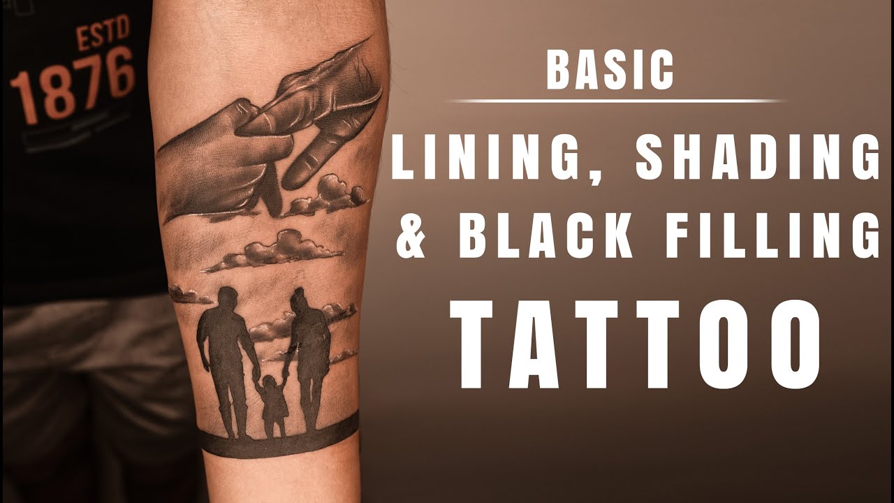 Basic lining, shading and filling tattoo