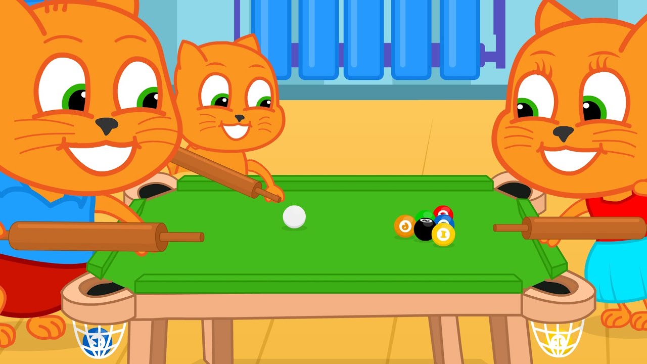 Famille de Chats en Français - Tournoi de Billard Dessin Animé 2023 en Français