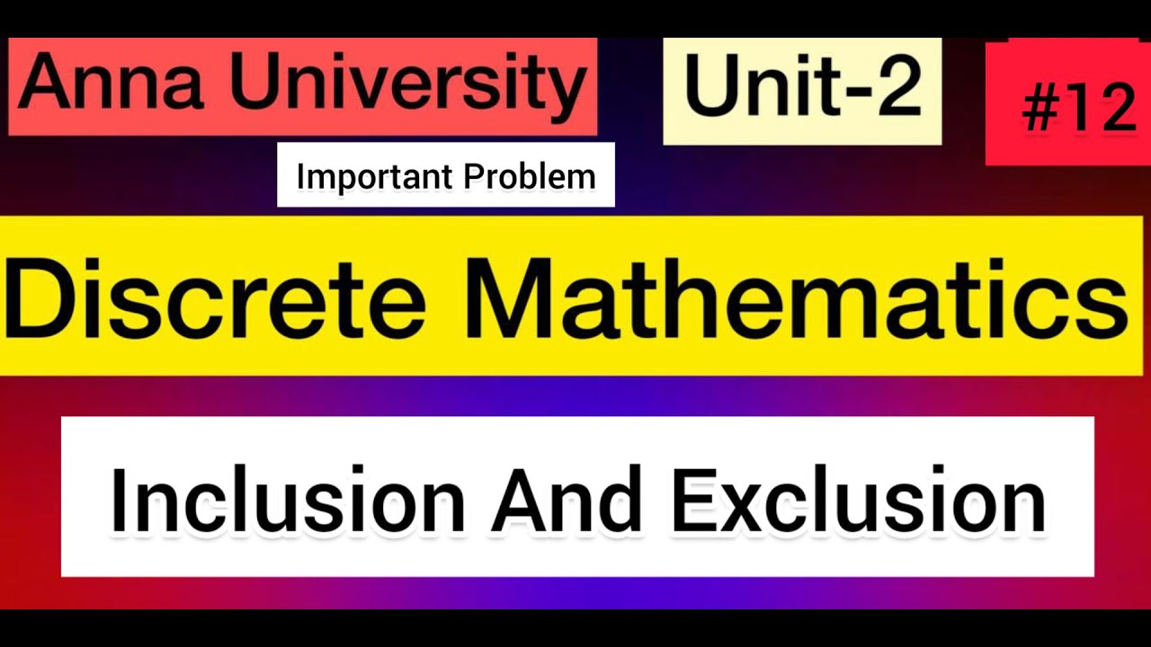 Discrete Mathematics | Inclusion And Exclusion | Unit-2 | #12 | Anna University | Tamil
