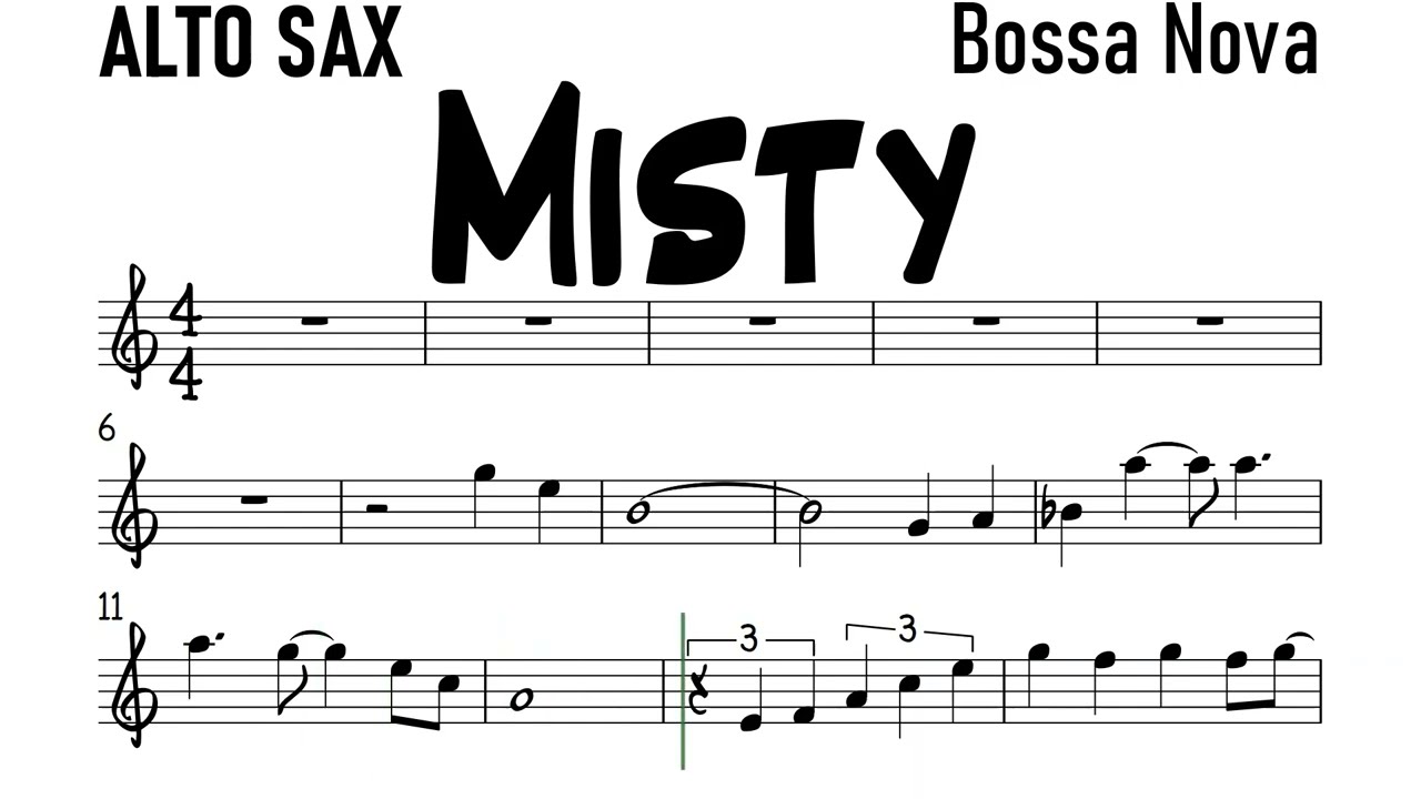 Misty Bossa Nova Alto Sax Sheet Music Backing Track Play Along Partitura