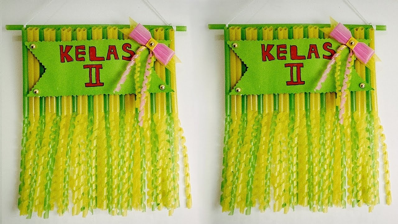 Kerajinan Dari Sedotan | Membuat Hiasan Dinding Kelas Kreatif Dari Sedotan Plastik & Kardus