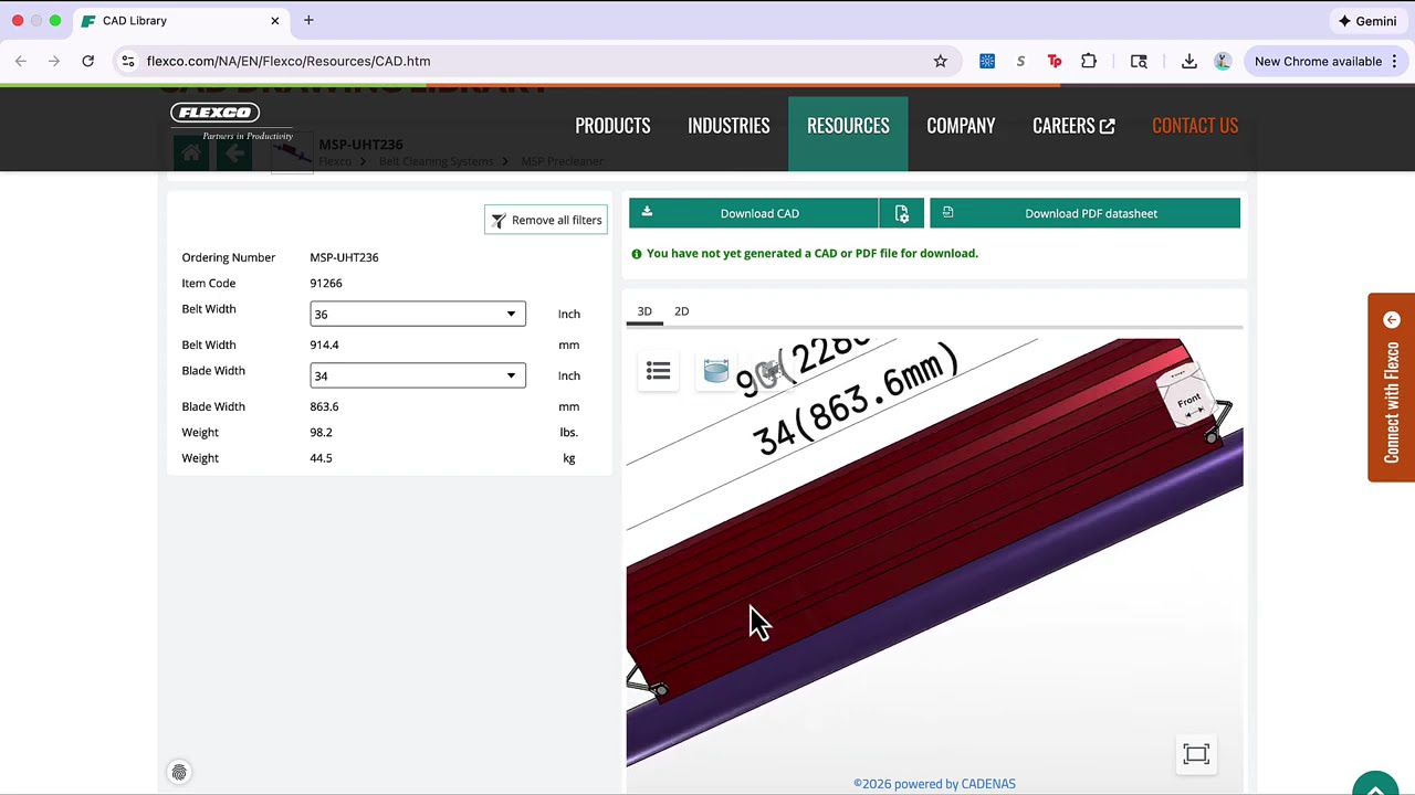 Belt Conveyor Cleaning Systems: How To Download CAD Models From Flexco's Configurator
