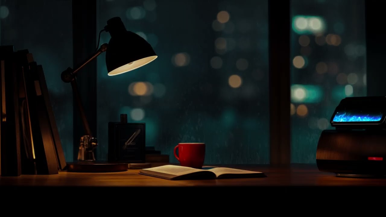 👉 Quiet Desk by the Rainy City Lights 🌧️ Cozy Night Ambience for Focus, Study & Calm