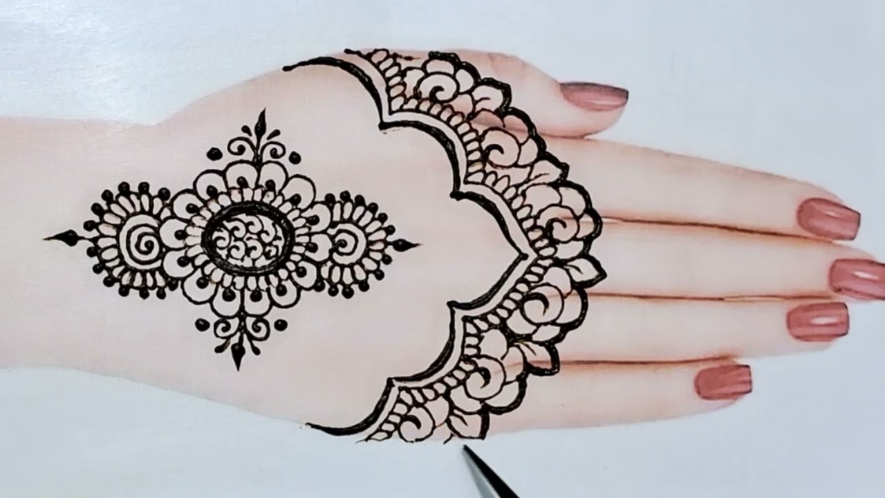 simple mehndi design left hand back side || simple mehndi design left hand front side