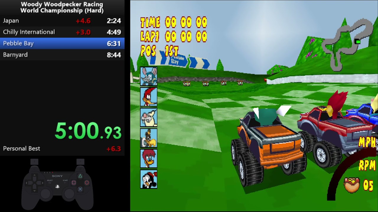 [Speedrun] Woody Woodpecker Racing - World Championship (Hard) - 9:01