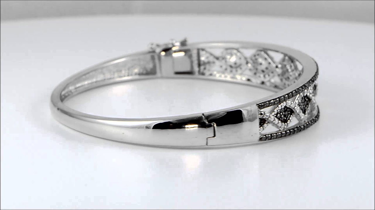 1 CT Black & White Diamond Bangle Bracelet