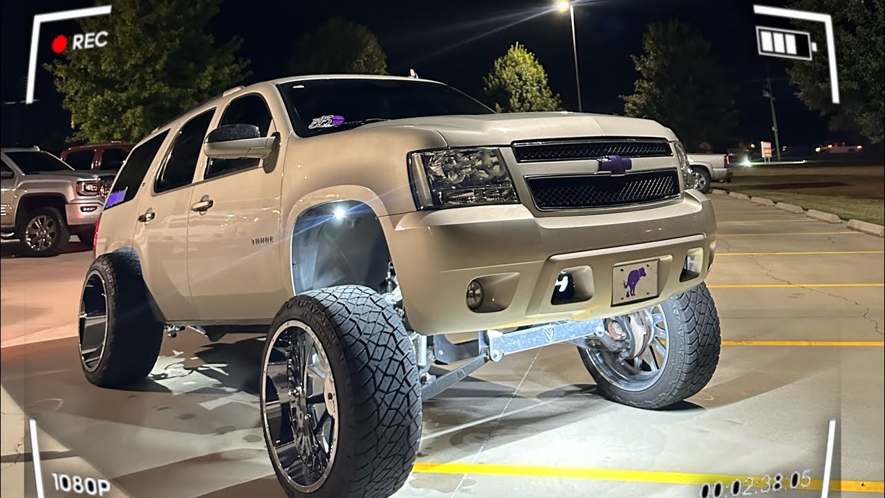 Squatted Tahoe goes lower in the back😮….How does he not get pulled over