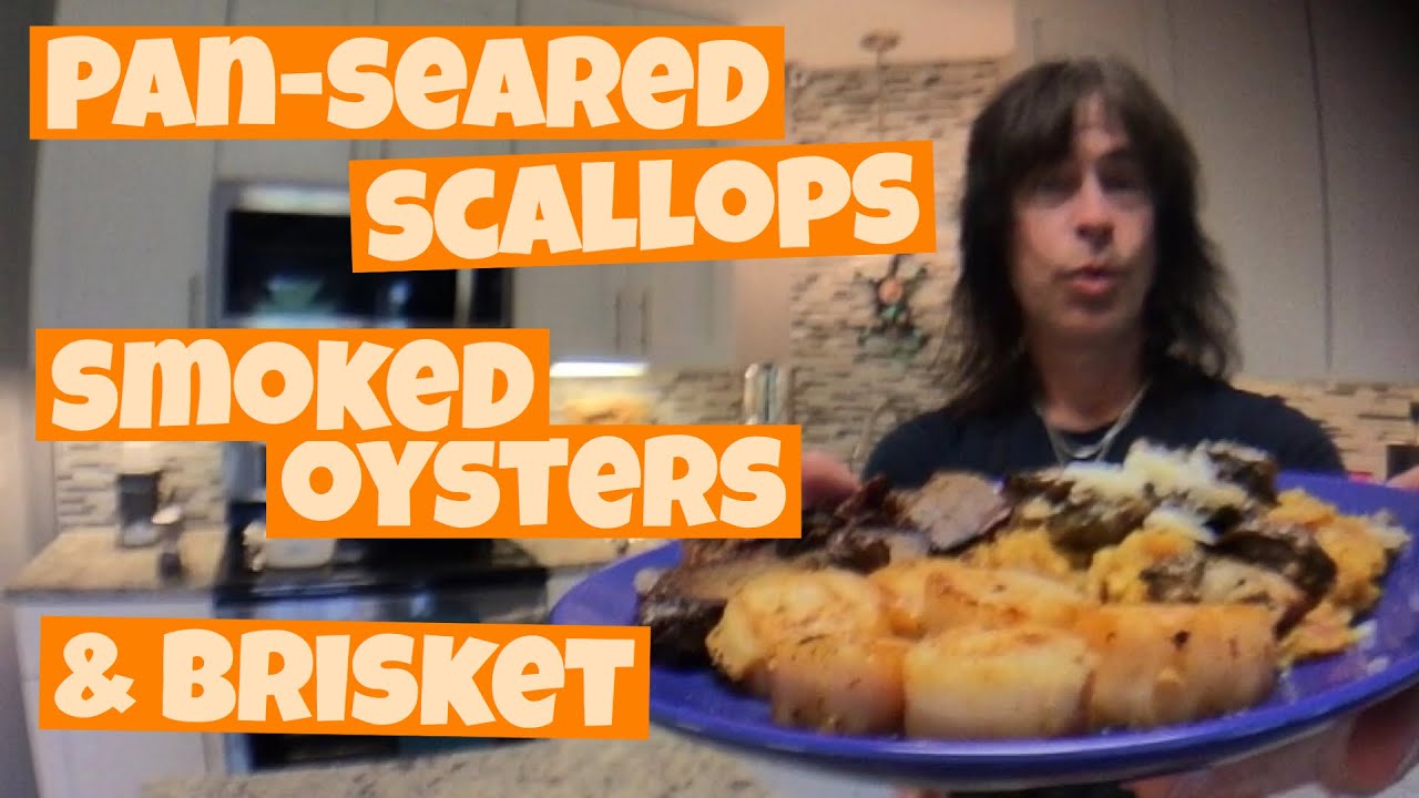 Pan-seared Scallops, Smoked Oysters & Leftover Brisket