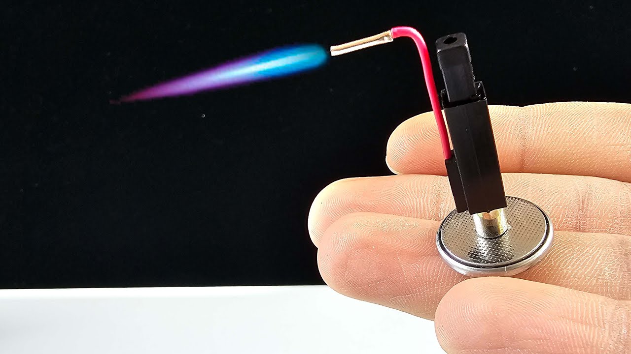 How to make simple welding machine from coin cell Battery & Piezo Igniter at home!