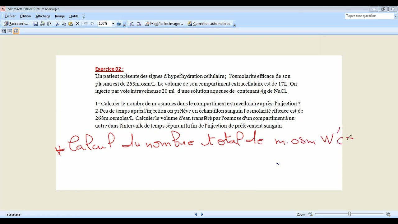 Exercice : Les compartiments L2 BIOPHYSIQUE