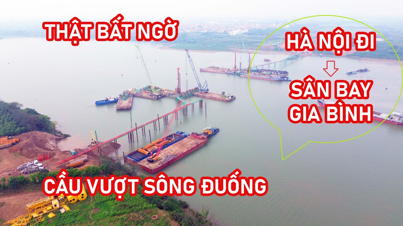 Cầu vượt sông Đuống trên cao tốc Hà Nội đi sân bay Gia Bình thi công nhanh thế nào? 