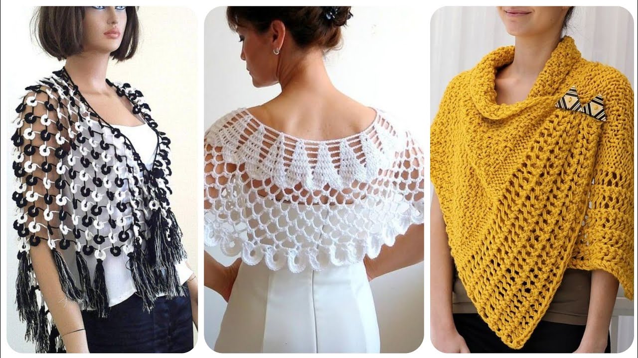 Latest And Stylish Handmade Crochet Caplets Poncho And Cap Shawl Styles
