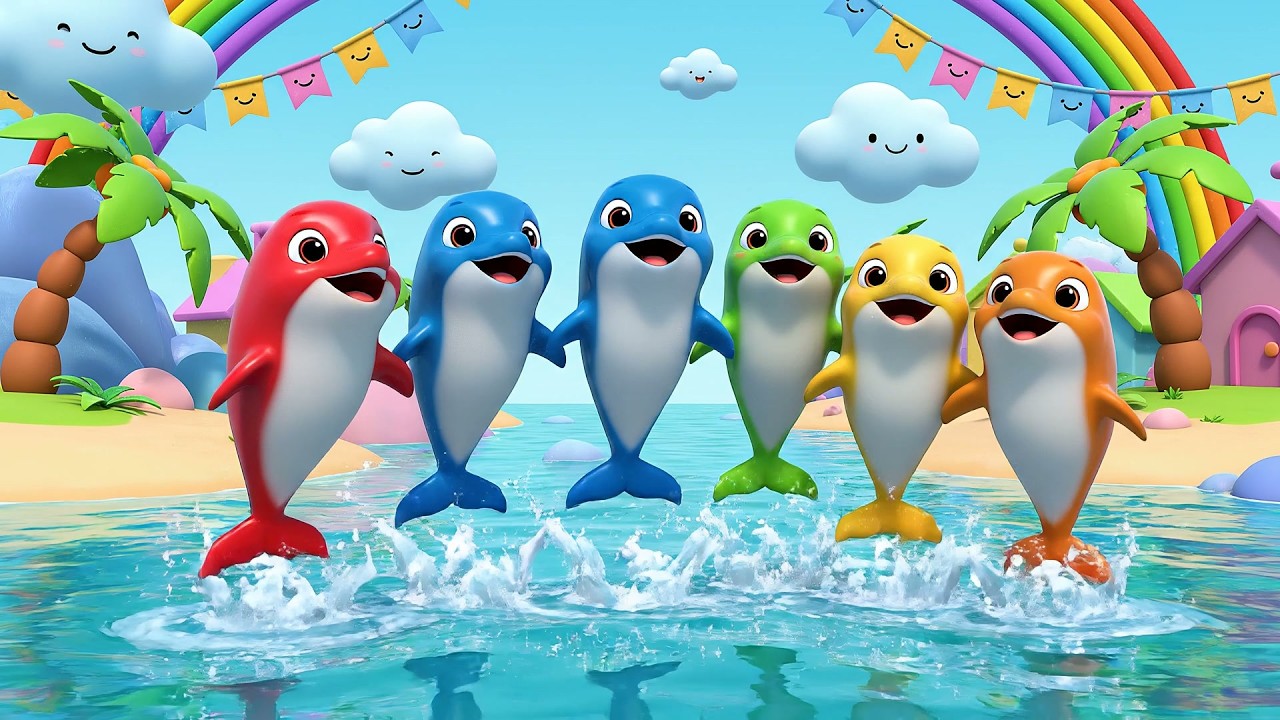 Five Little Dolphins Jump Jump Jump | Fun Ocean Animals Song & Counting for Kids
