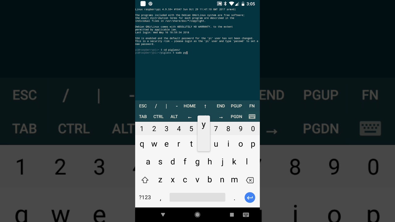 setting up JuiceSSH for PiGlass