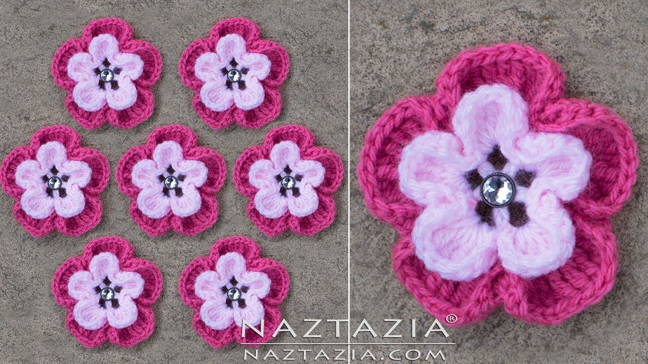 HOW to CROCHET a WILD FLOWER - Pink Flowers Flor Flores by Naztazia