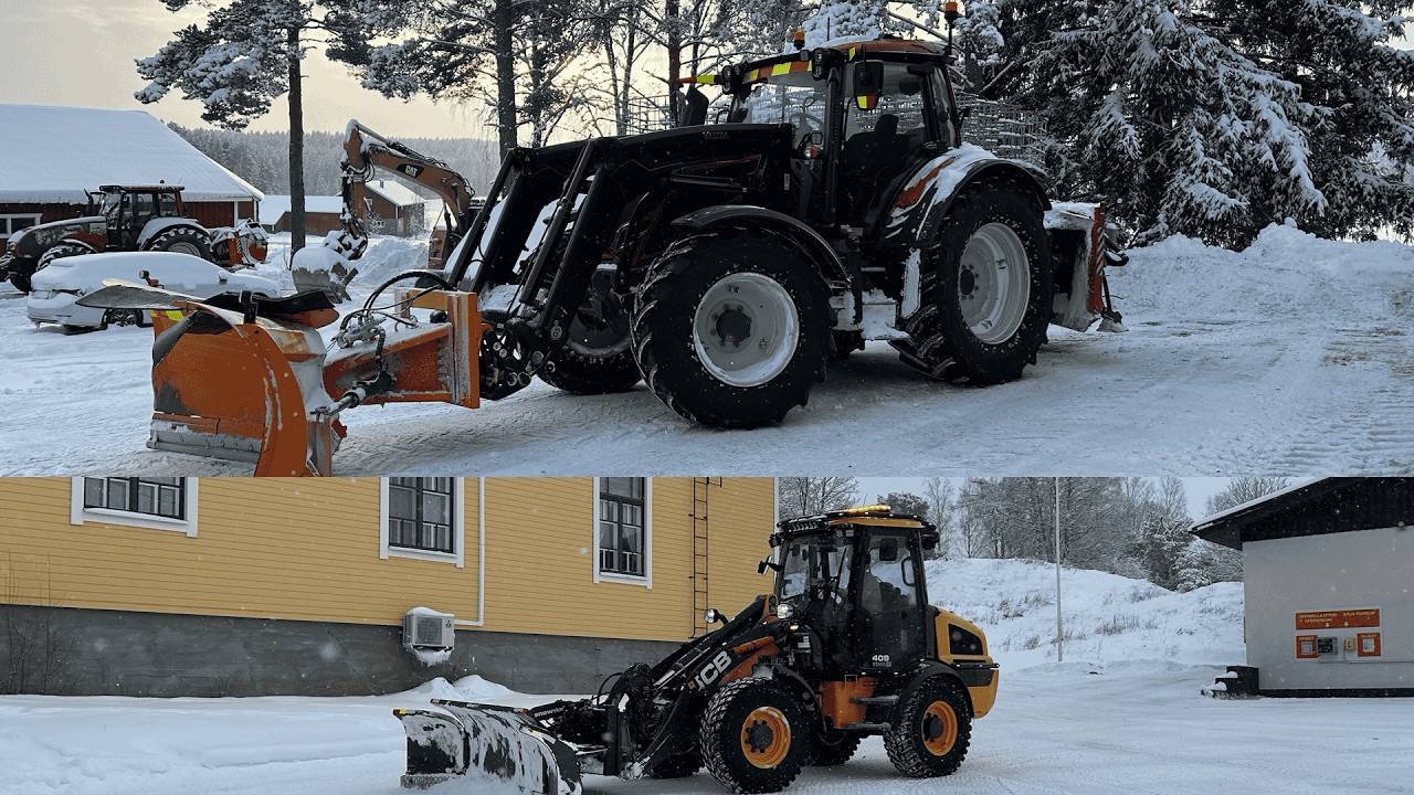 LUMEN AURAUSTA JCB:LLÄ JA VALTRALLA || SNOWPLOWING JCB AND VALTRA