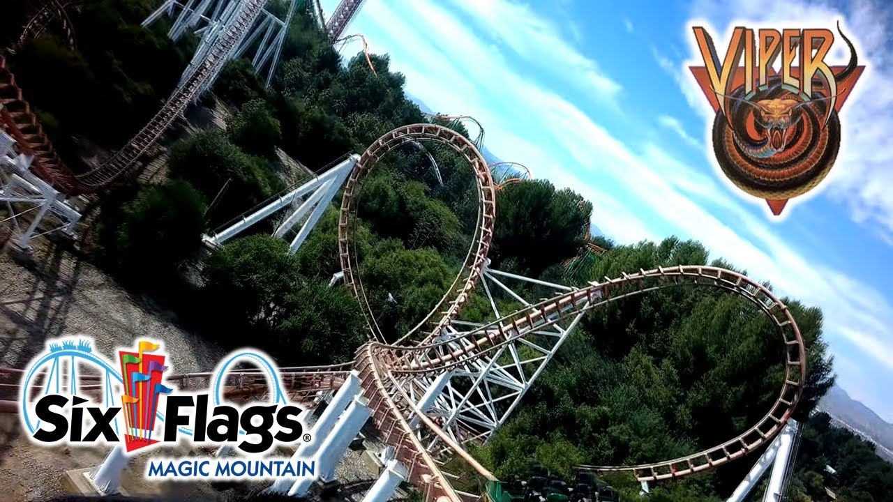 Viper POV (back row) | Six Flags Magic Mountain, 2023 Fall | Arrow Mega Looper!