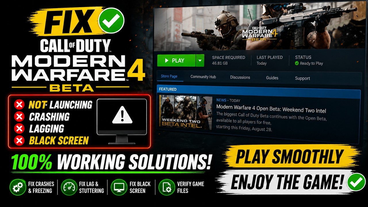 Fix Call of Duty Modern Warfare 4 Beta Not Launching, Crashing, Lagging & Black Screen on PC