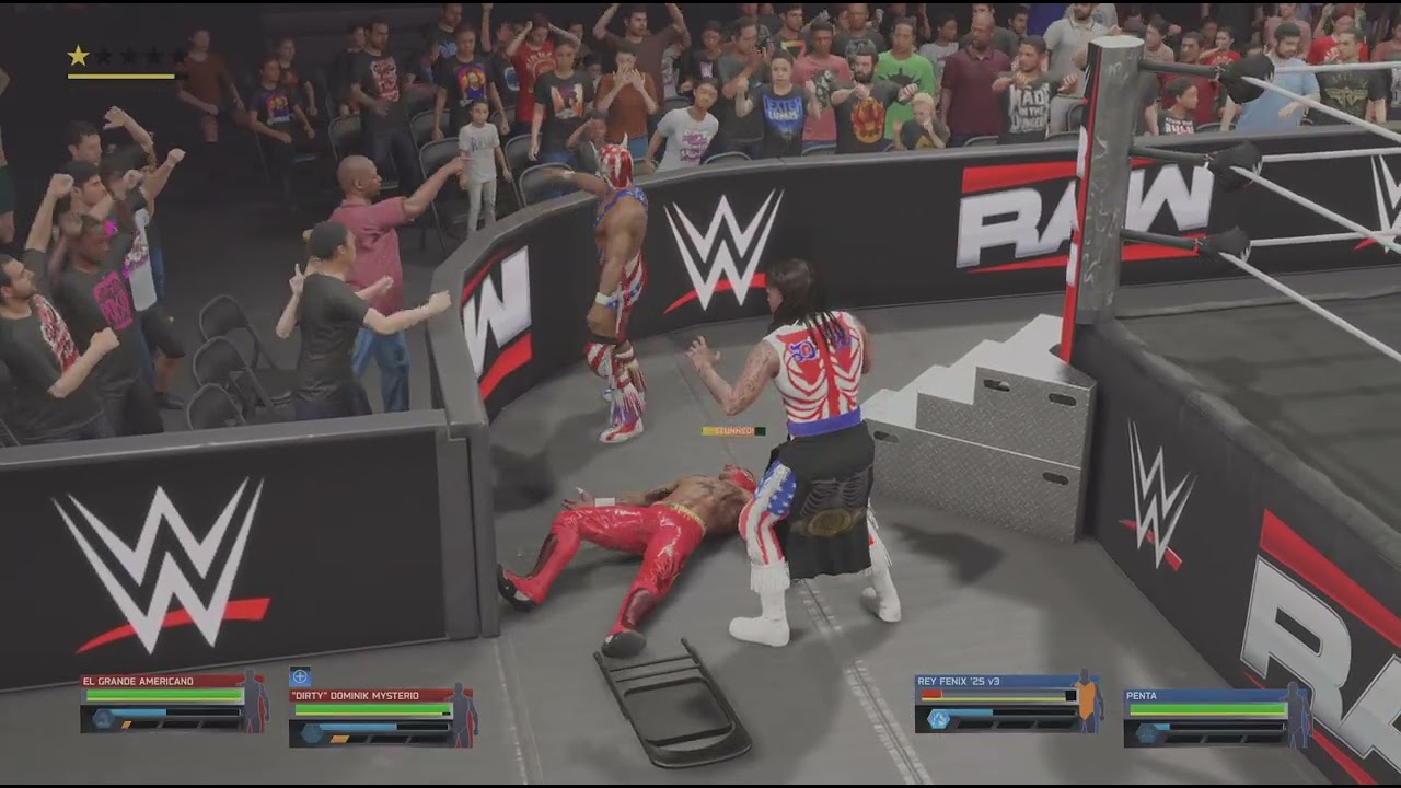 Dominik  mysterio  y el Grande  americano vs rey fenix y penta