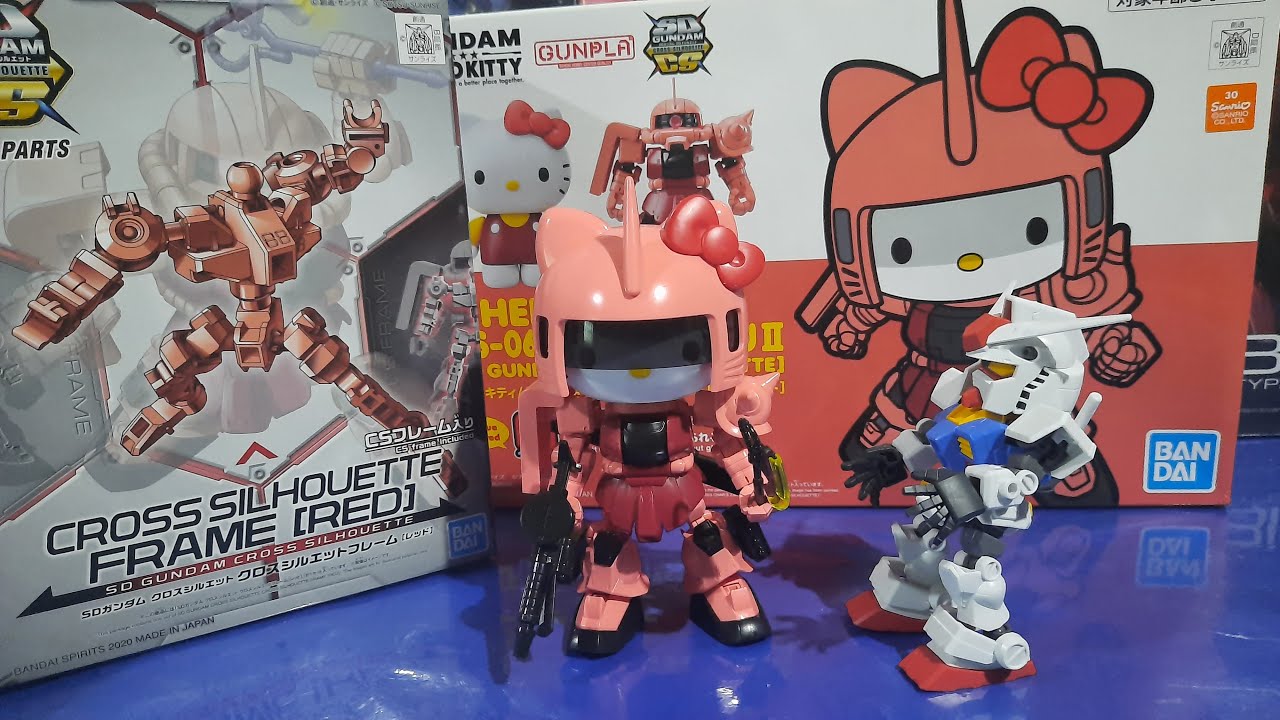 SDCS Hello Kitty - MS-06S Char's Zaku II | Bandai SD Cross Silhouette |StopMotion Build|CS Frame Red