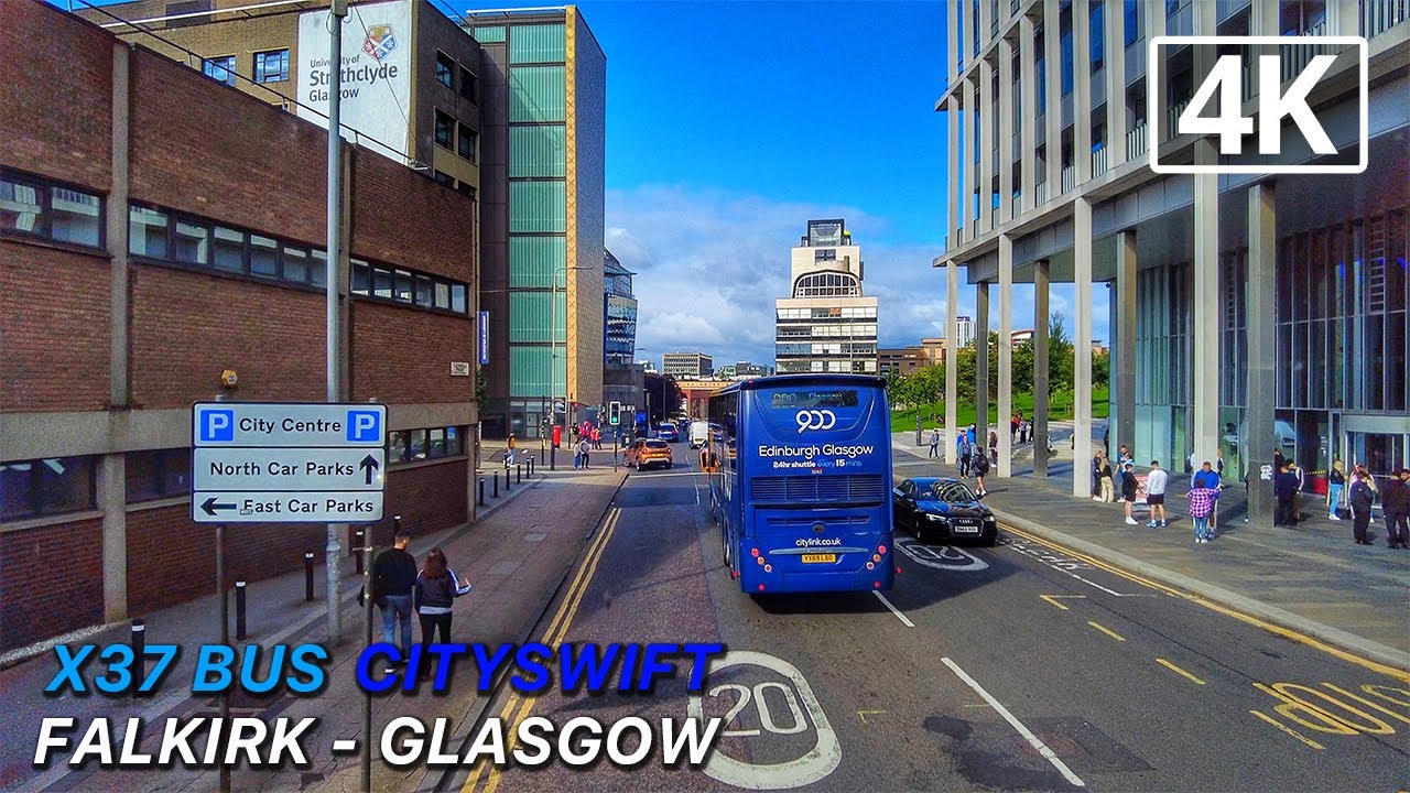 Glasgow Journey | Morning Scottish Bus Ride from Falkirk to Glasgow | Beautiful Scotland in 4K